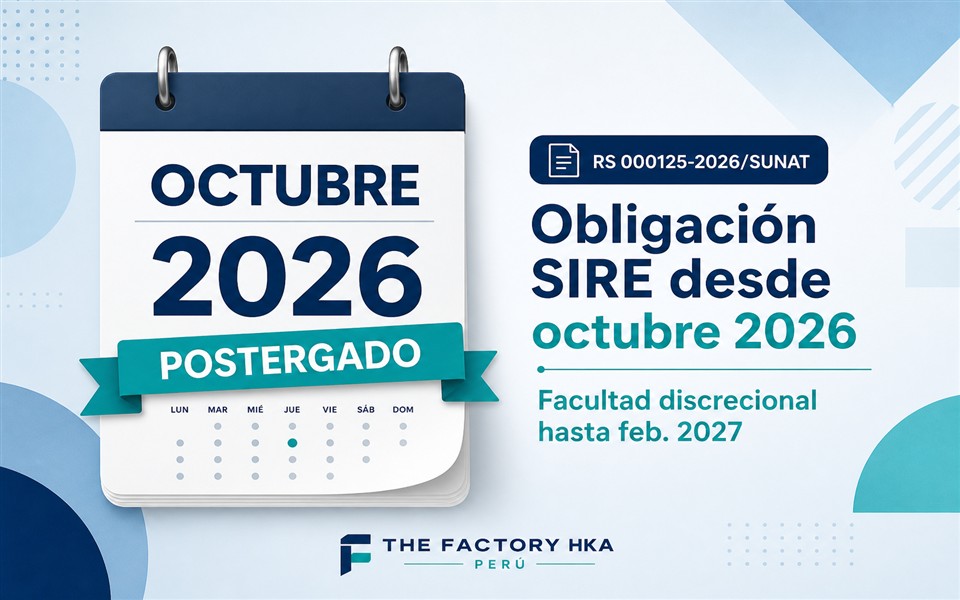 SUNAT posterga SIRE a octubre 2026 — calendario OCTUBRE 2026